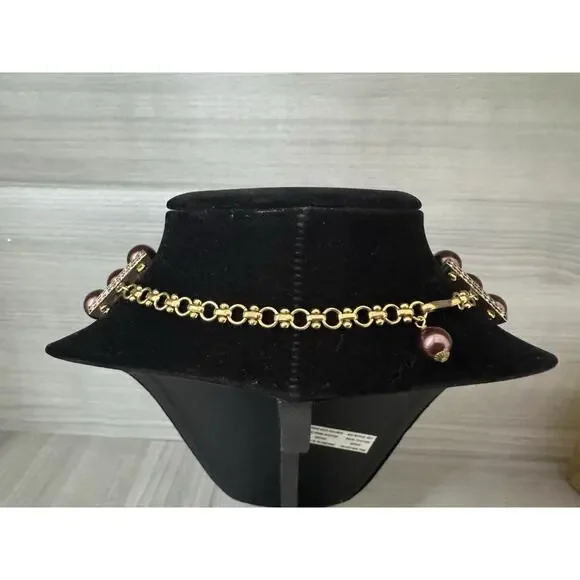 Heidi Daus Aubergine Art Deco Triple Strand Vintage Necklace AB Crystal Pendant - Picture 15 of 16